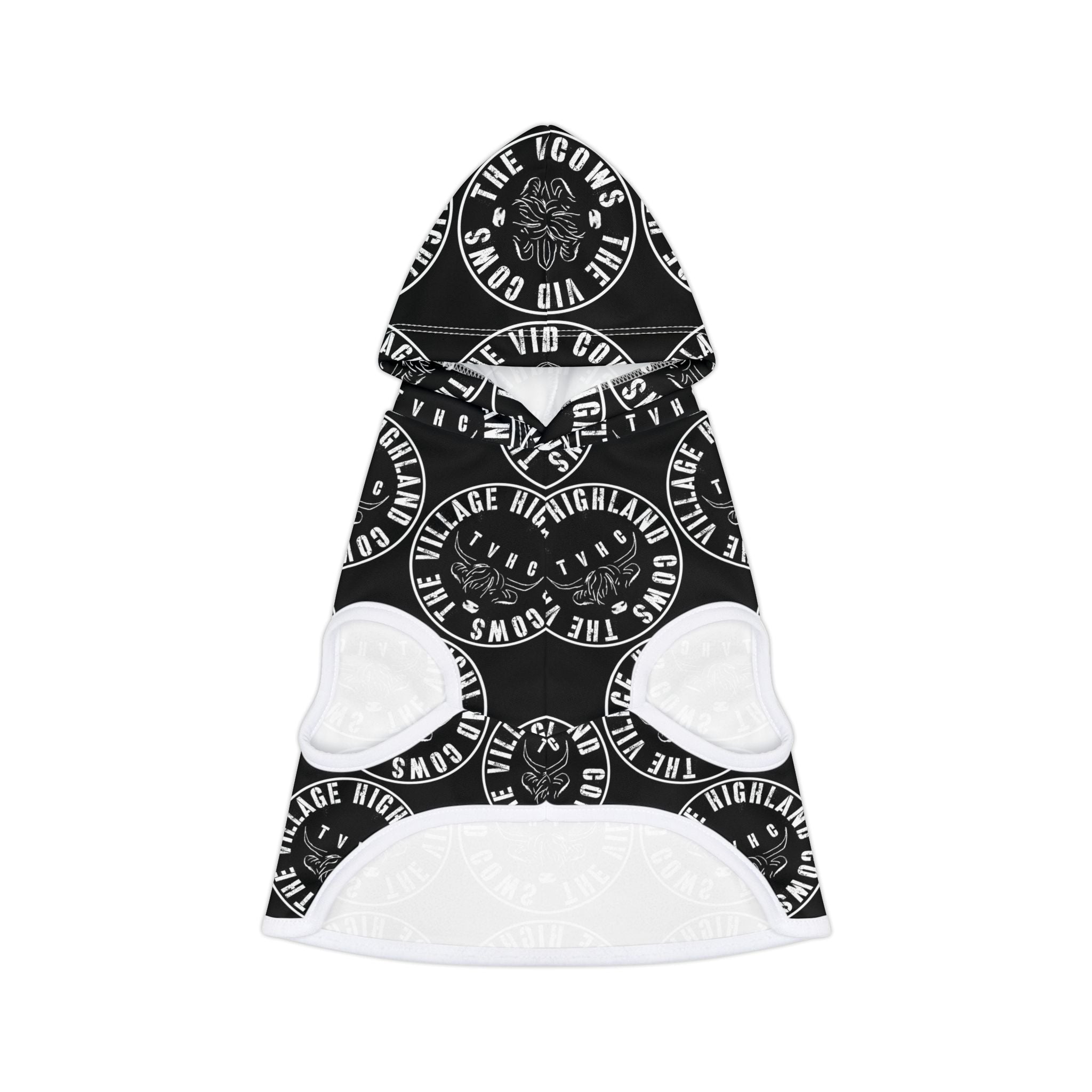 TheVillageHighlandCows Dog Hoodie (White Logo)